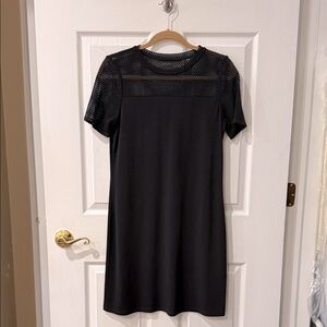 Michael Kors Black Shift Dress with Mesh Shoulder Detail